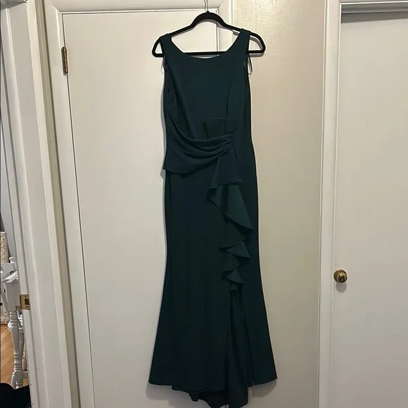 a line chiffon maxi dress S / With Slit Champagne Heaven A-Line Wedding Guest Dress With V Neck by Shahsi